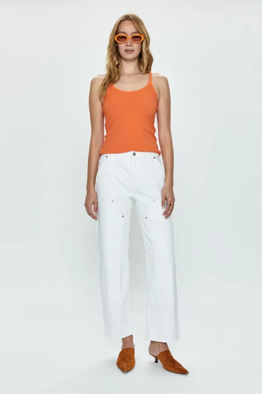 Lexi Mid Rise Carpenter Jean - White sold by pistola