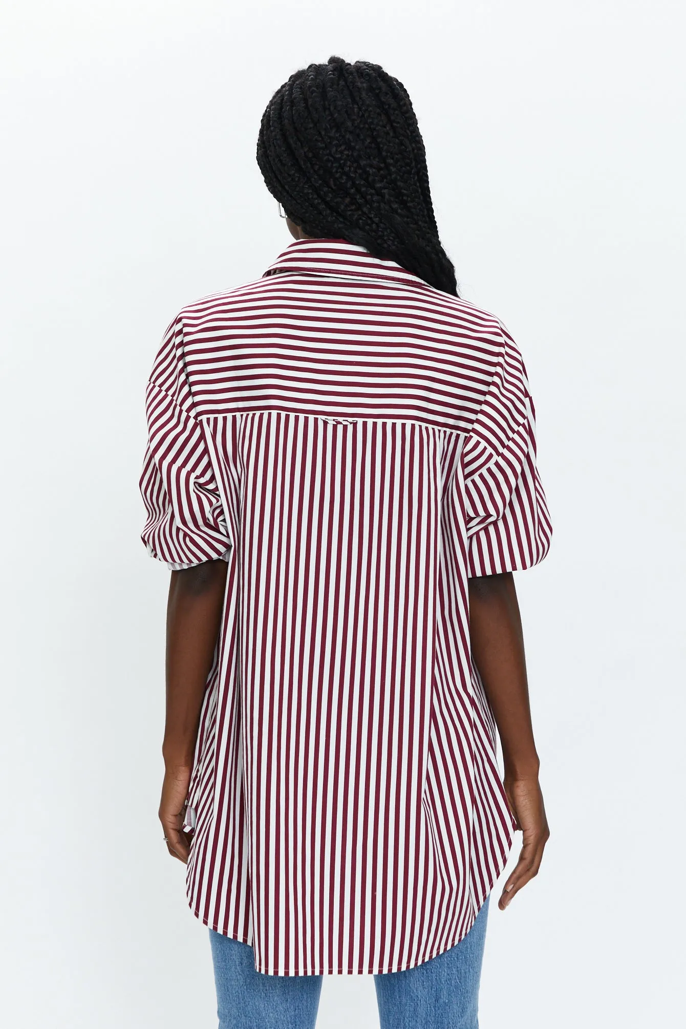 Rena Button Down Tunic Shirt - Ivory Bordeaux St sold by pistola product image thumbnail 4