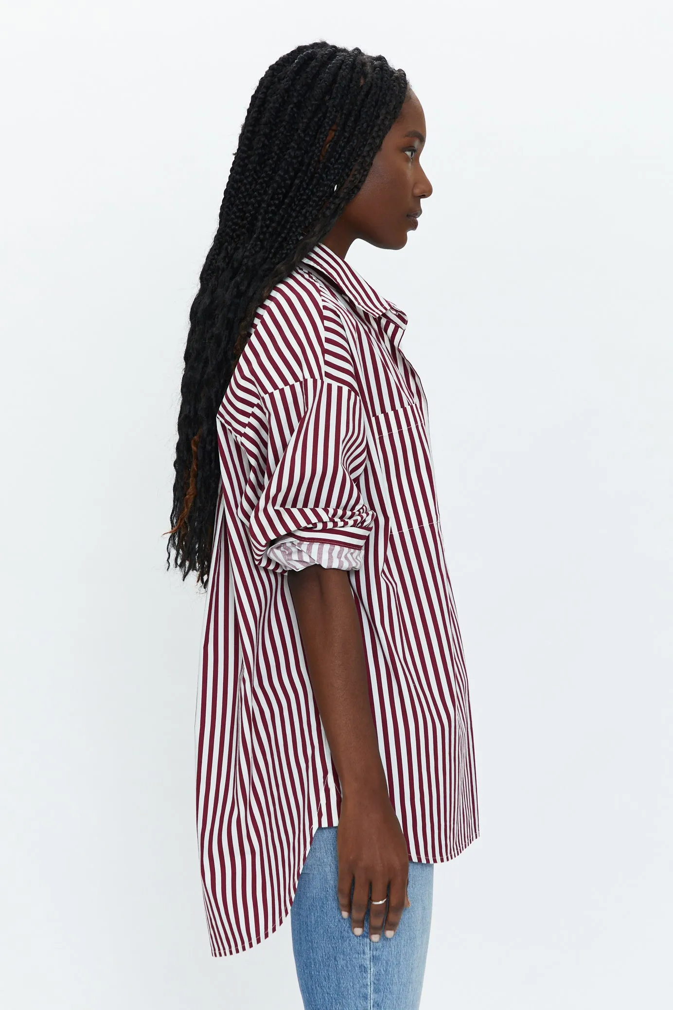 Rena Button Down Tunic Shirt - Ivory Bordeaux St sold by pistola product image thumbnail 3