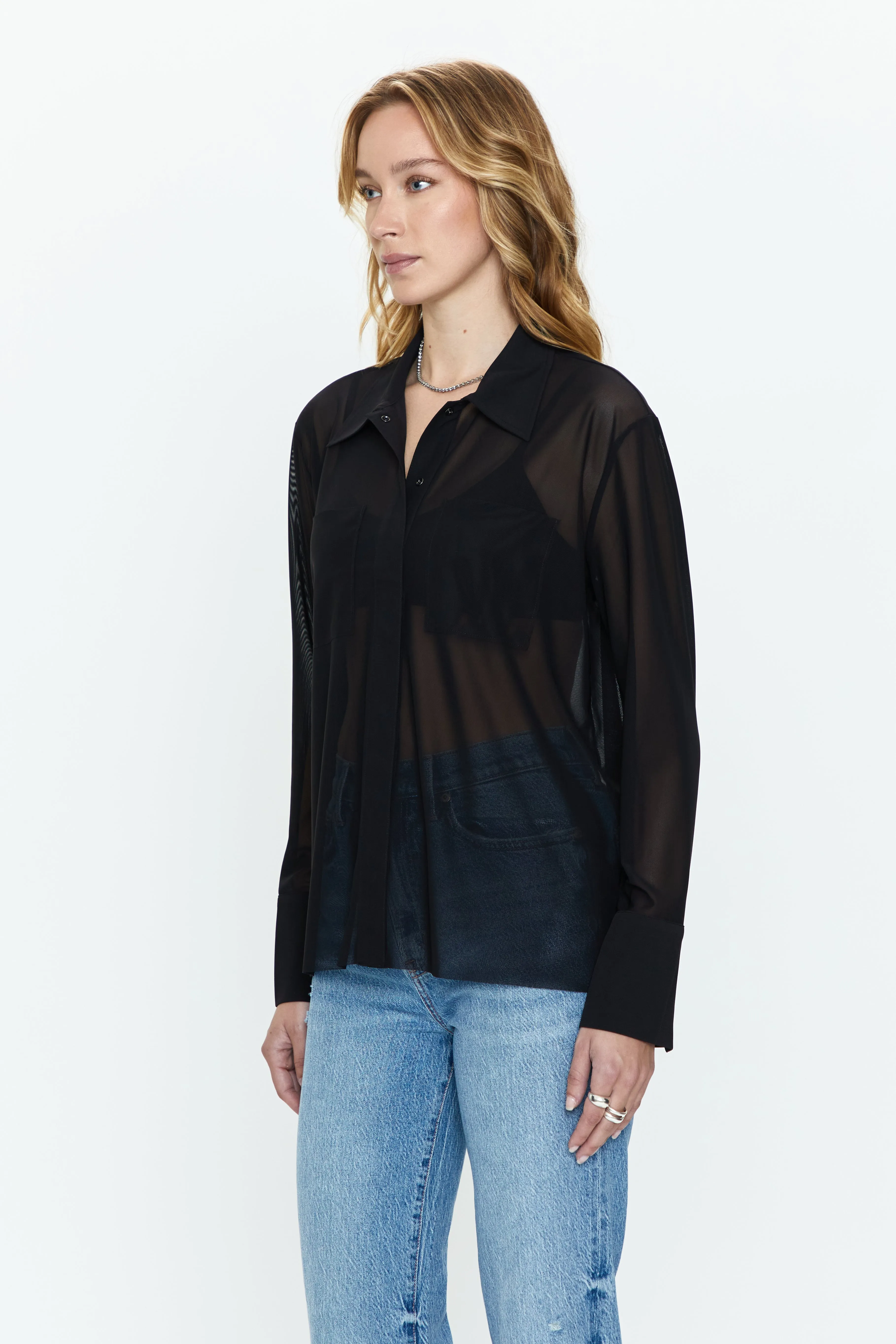 Celine Long Sleeve Button Down - Noir sold by pistola product image thumbnail 2