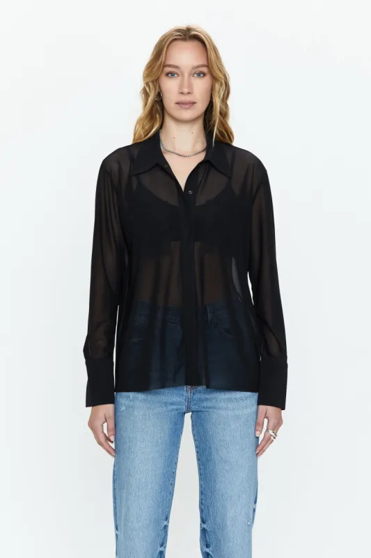 Celine Long Sleeve Button Down - Noir sold by pistola