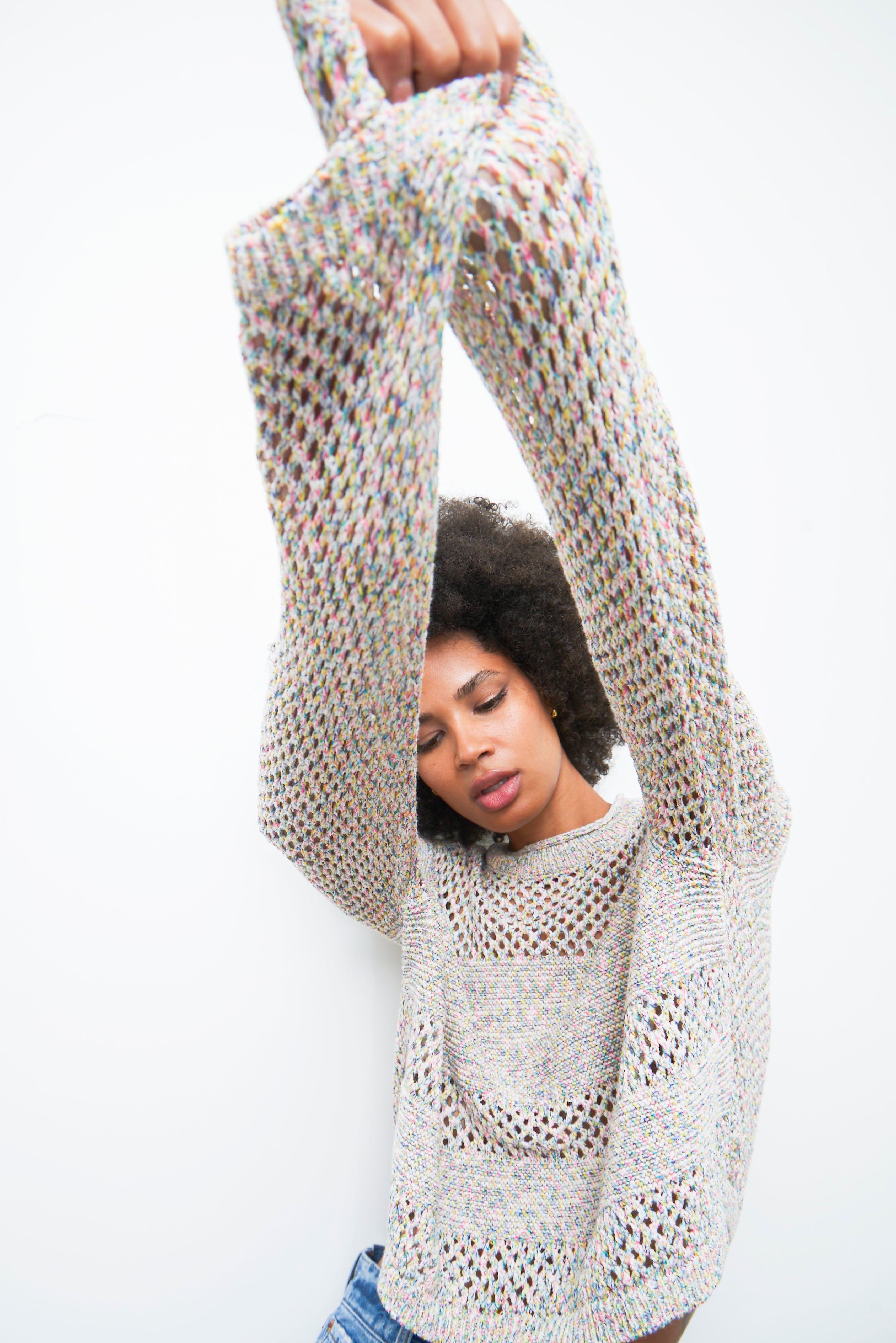 Caroline Open Knit Pullover Sweater - Multipop sold by pistola product image thumbnail 2