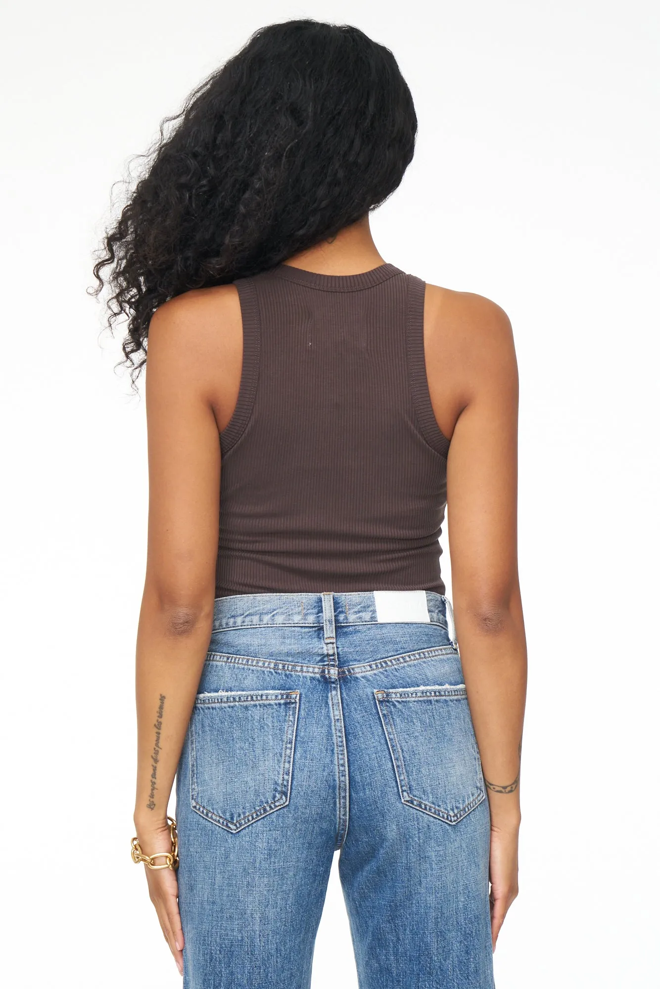 Blake Sleeveless Crew Neck Thong Bodysuit - Chocolate sold by pistola product image thumbnail 4