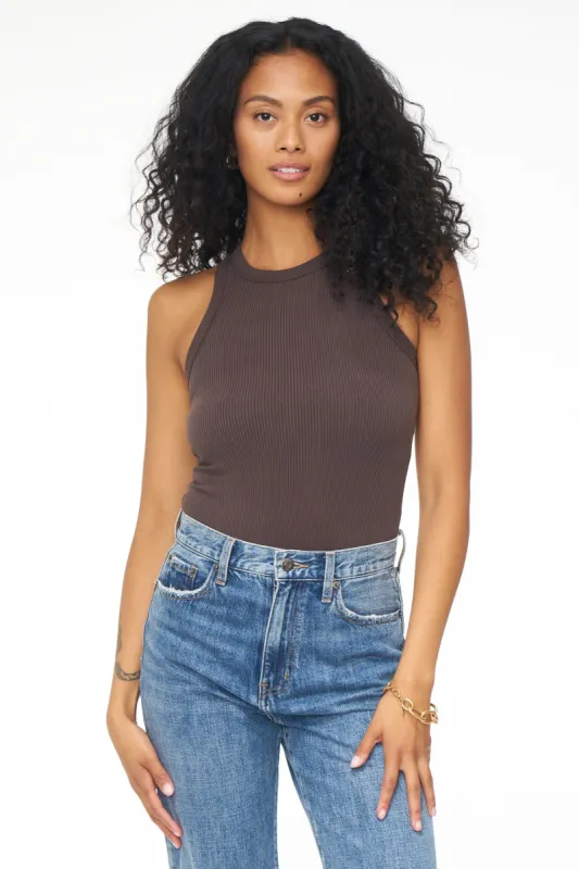 Blake Sleeveless Crew Neck Thong Bodysuit - Chocolate sold by pistola