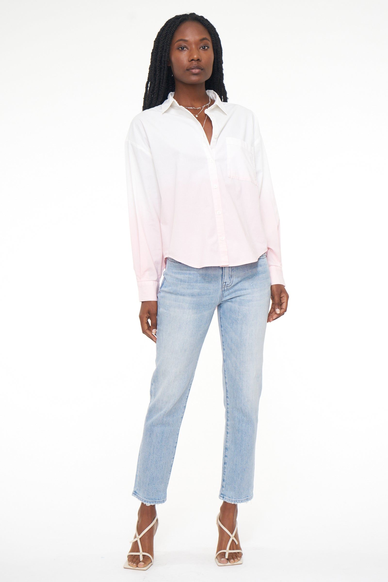 Sloane Oversized Button Down Shirt - Rose Dip Dye sold by pistola product image thumbnail 3