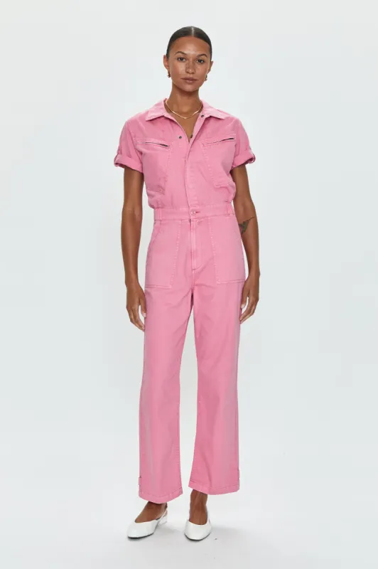 Campbell Aviator Jumpsuit - Peony Pink sold by pistola