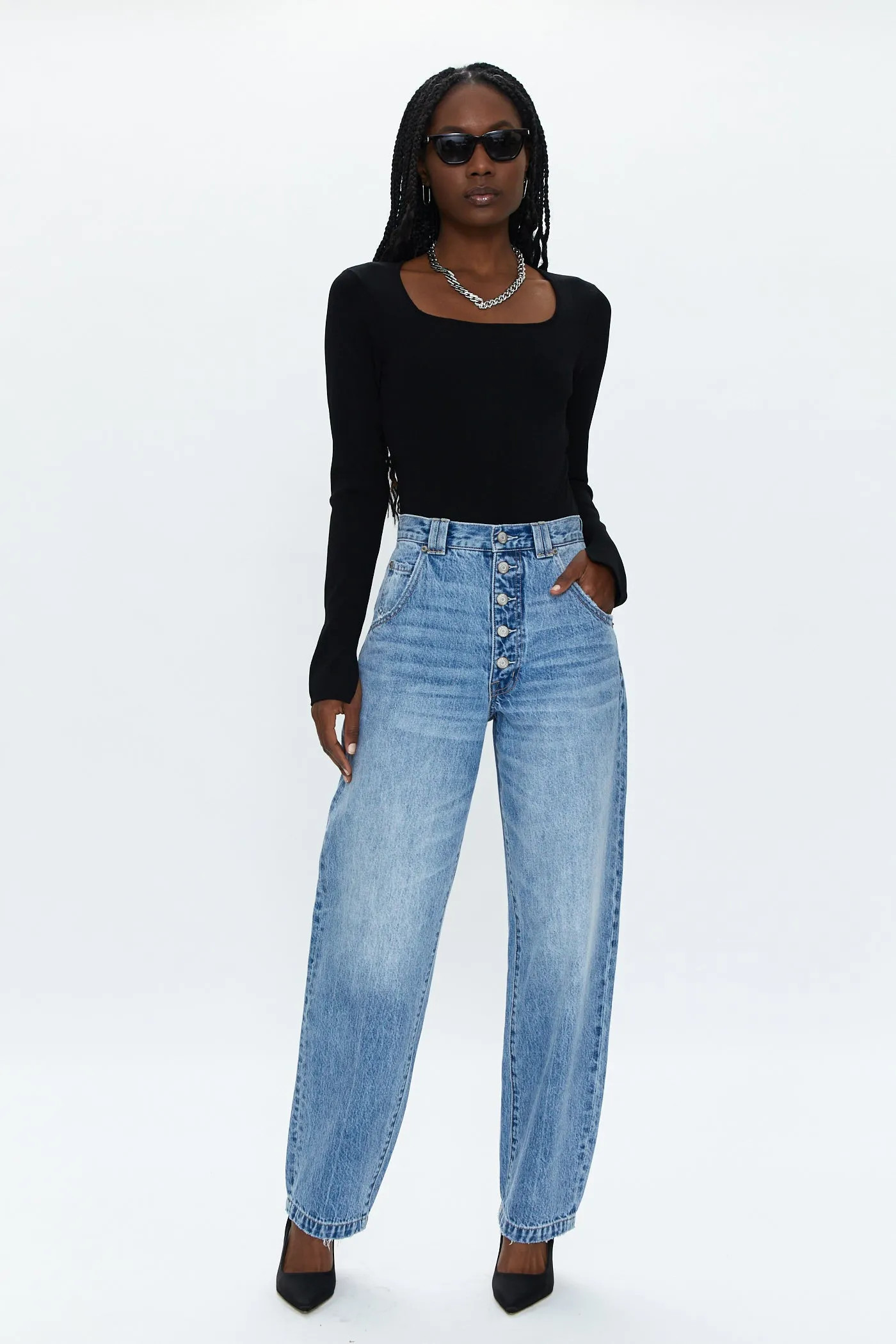 Ezra High Rise Relaxed Taper - Skylark sold by pistola