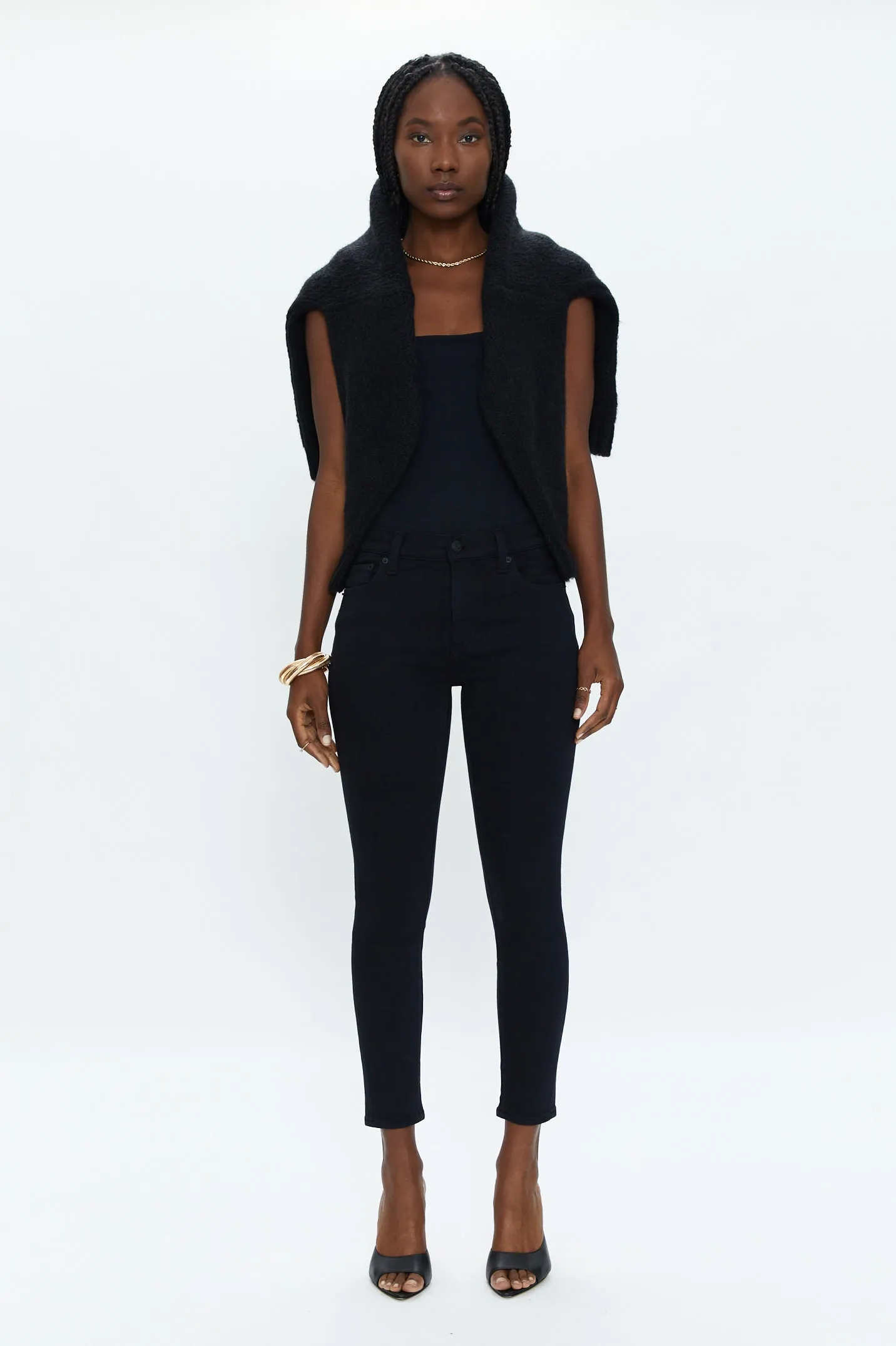 Audrey Mid Rise Skinny Jean - Dark Vinyl sold by pistola