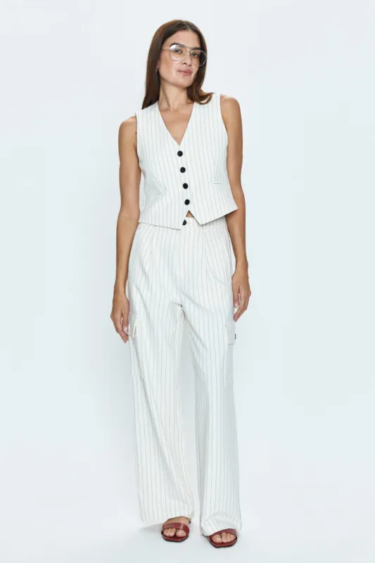 Brynn High Rise Relaxed Trouser - Le Blanc Pinstripe sold by pistola