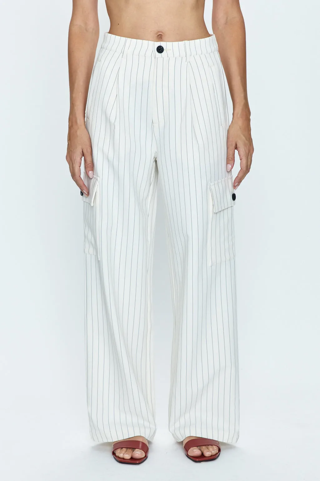 Brynn High Rise Relaxed Trouser - Le Blanc Pinstripe sold by pistola product image thumbnail 2