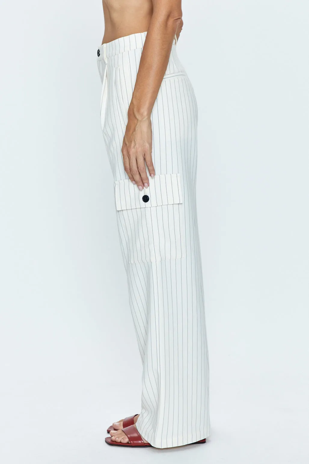 Brynn High Rise Relaxed Trouser - Le Blanc Pinstripe sold by pistola product image thumbnail 3