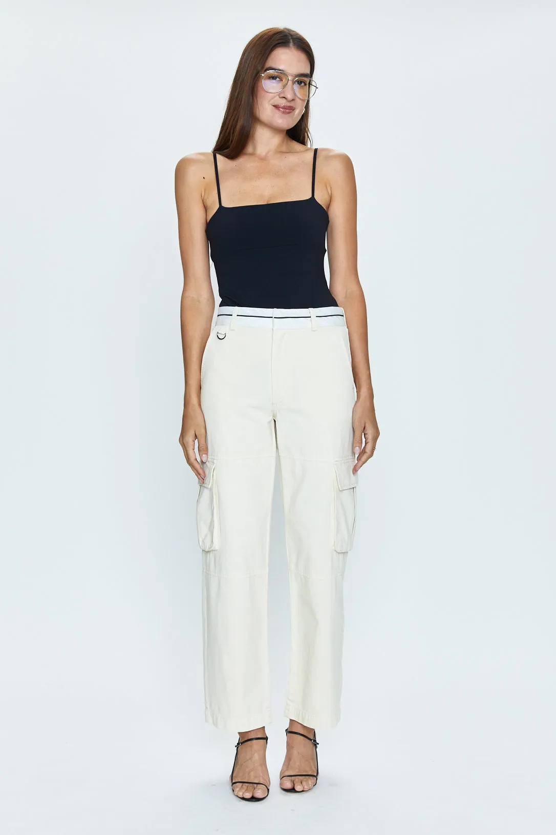 Addie High Rise Trouser - Eggshell sold by pistola