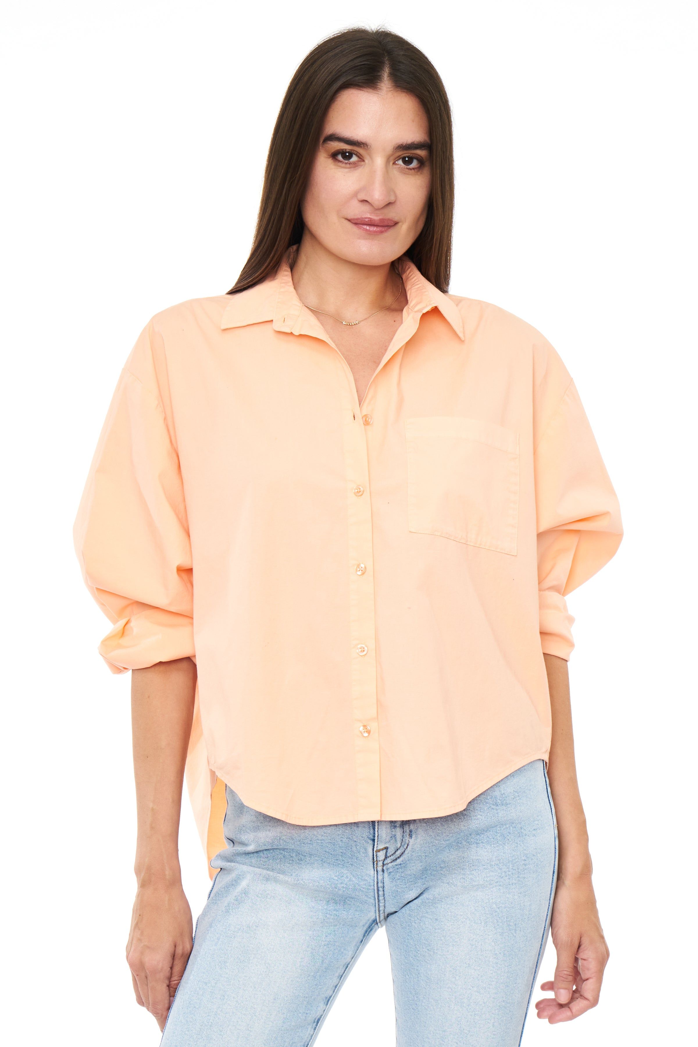 Sloane Long Sleeve Oversized Button Down Shirt - Sherbet sold by pistola