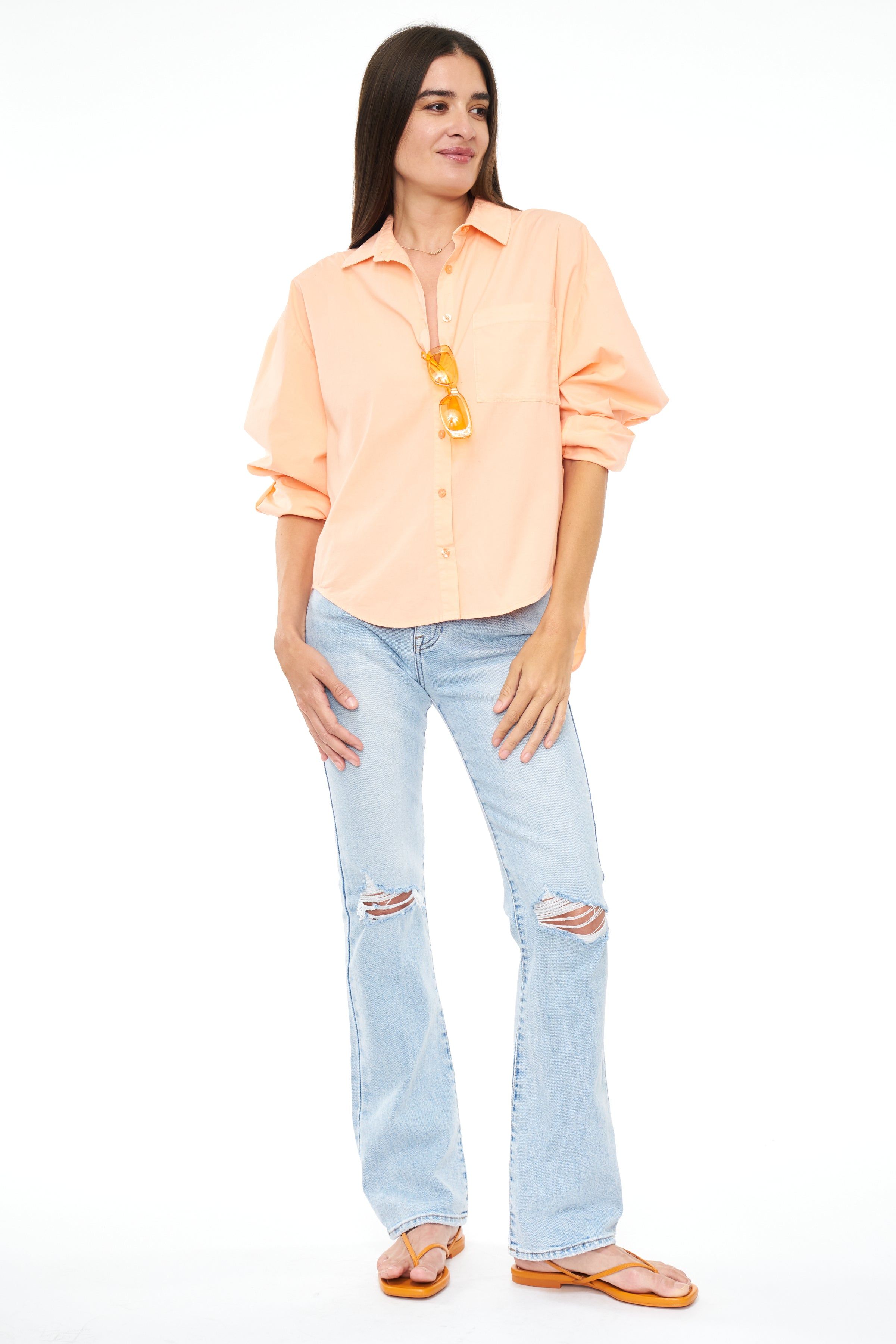 Sloane Long Sleeve Oversized Button Down Shirt - Sherbet sold by pistola product image thumbnail 3