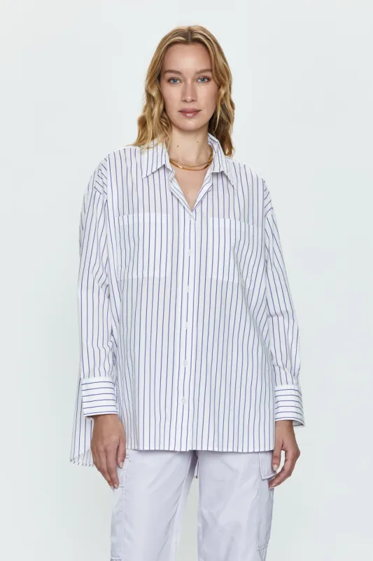 Rena Button Down Shirt - Violette Stripe sold by pistola