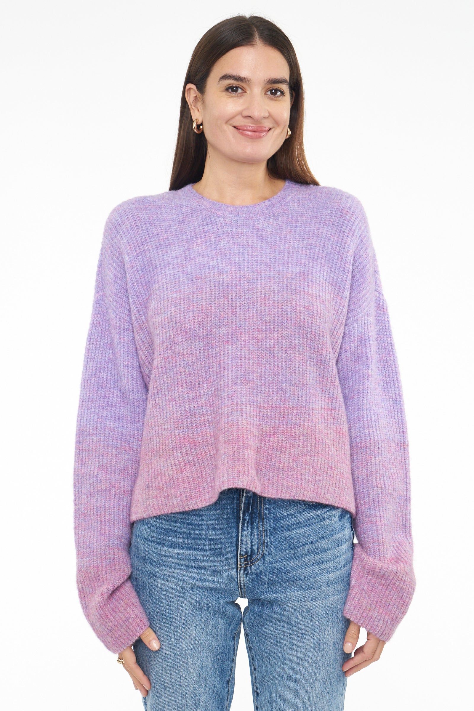 Zane Crew Neck Swing Sweater - Ombre Pink sold by pistola