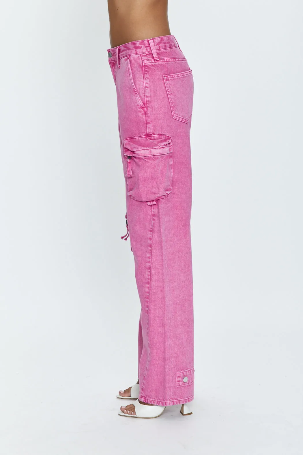 Bobbie Utility Mid Rise Loose Straight Cargo Jean - Pink Garnet Snow sold by pistola product image thumbnail 3