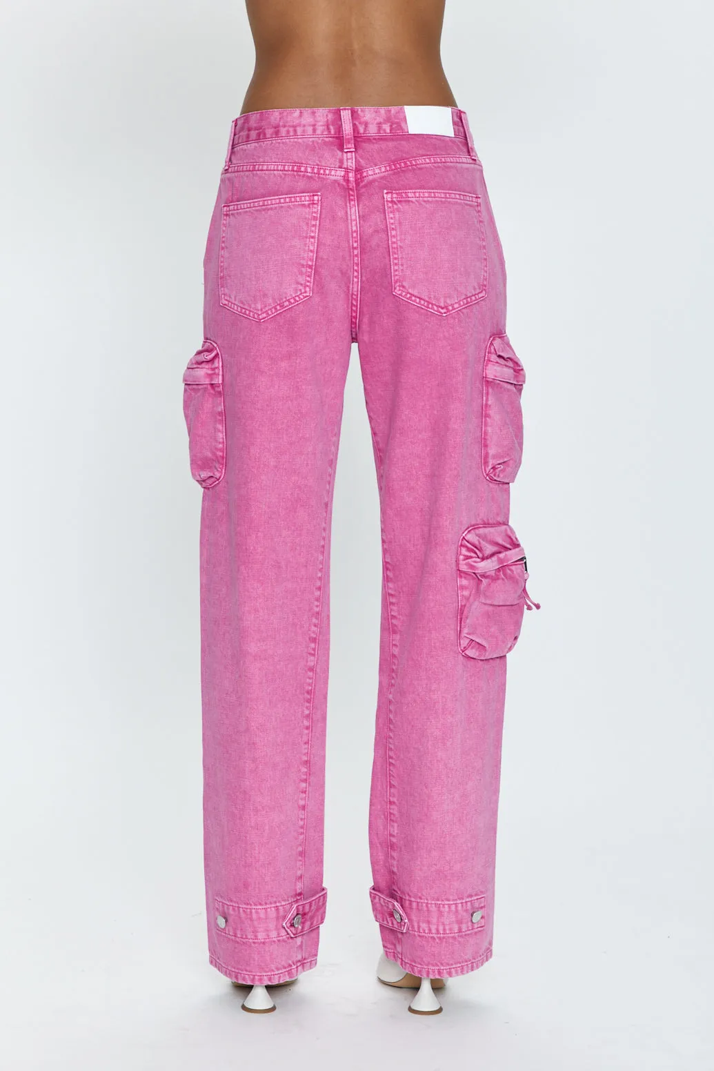 Bobbie Utility Mid Rise Loose Straight Cargo Jean - Pink Garnet Snow sold by pistola product image thumbnail 4