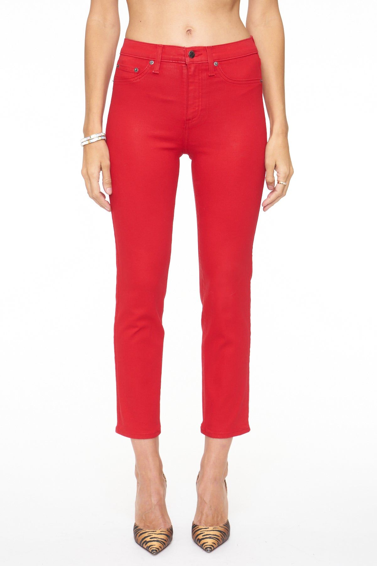 Monroe Crop High Rise Cigarette Crop - Coated Rouge sold by pistola product image thumbnail 2