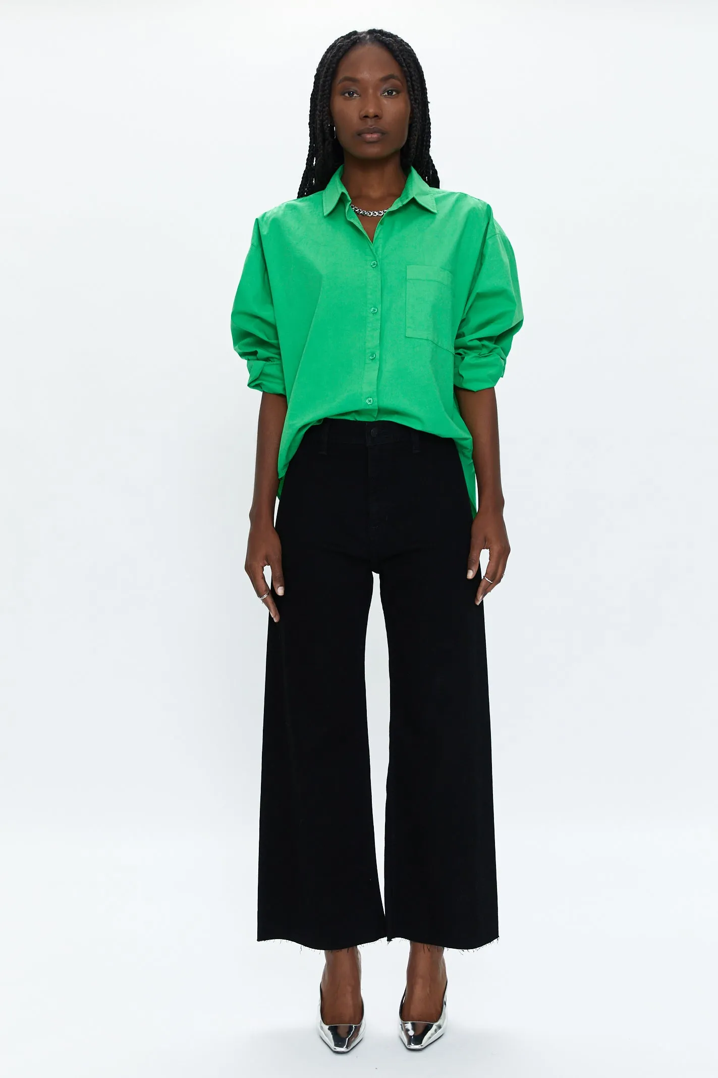 Sloane Oversized Button Down Shirt - Green Apple sold by pistola product image thumbnail 2