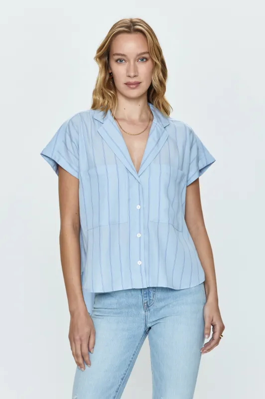Sabine Shirt - Sky Wide Stripe sold by pistola