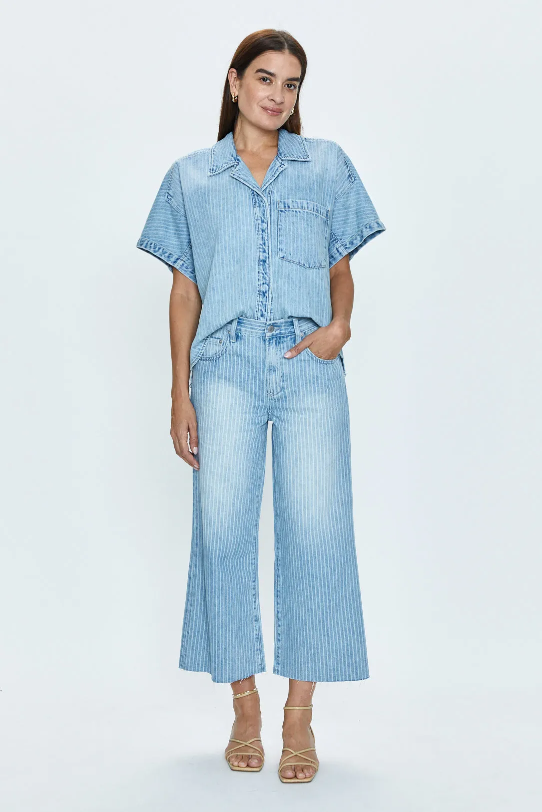 Jadyn Low Slung Palazzo Jean - Canopy Stripe sold by pistola product image thumbnail 5