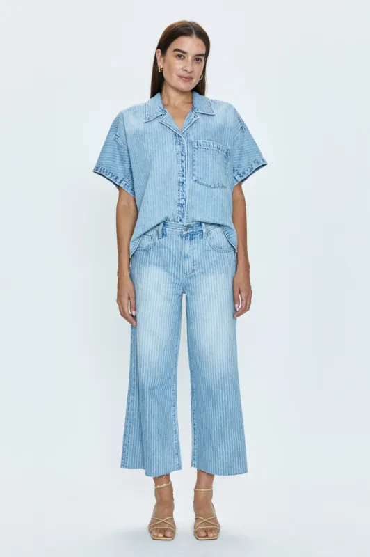 Jadyn Low Slung Palazzo Jean - Canopy Stripe sold by pistola