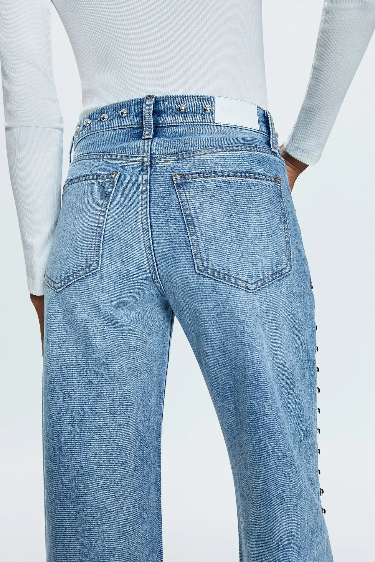 Lexi Mid Rise Bowed Straight Jean - Satellite sold by Pistola product image thumbnail 4