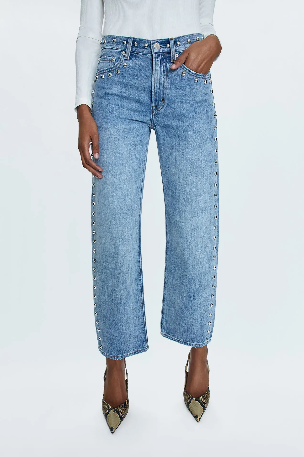 Lexi Mid Rise Bowed Straight Jean - Satellite sold by Pistola product image thumbnail 3