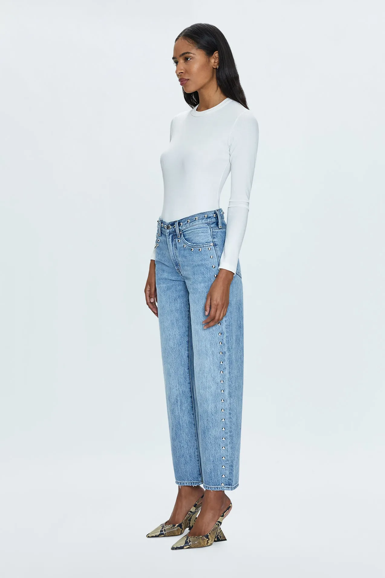 Lexi Mid Rise Bowed Straight Jean - Satellite sold by Pistola product image thumbnail 5