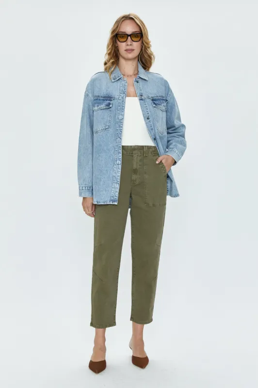 Pamela High Rise Straight Trouser - Dark Olive sold by pistola