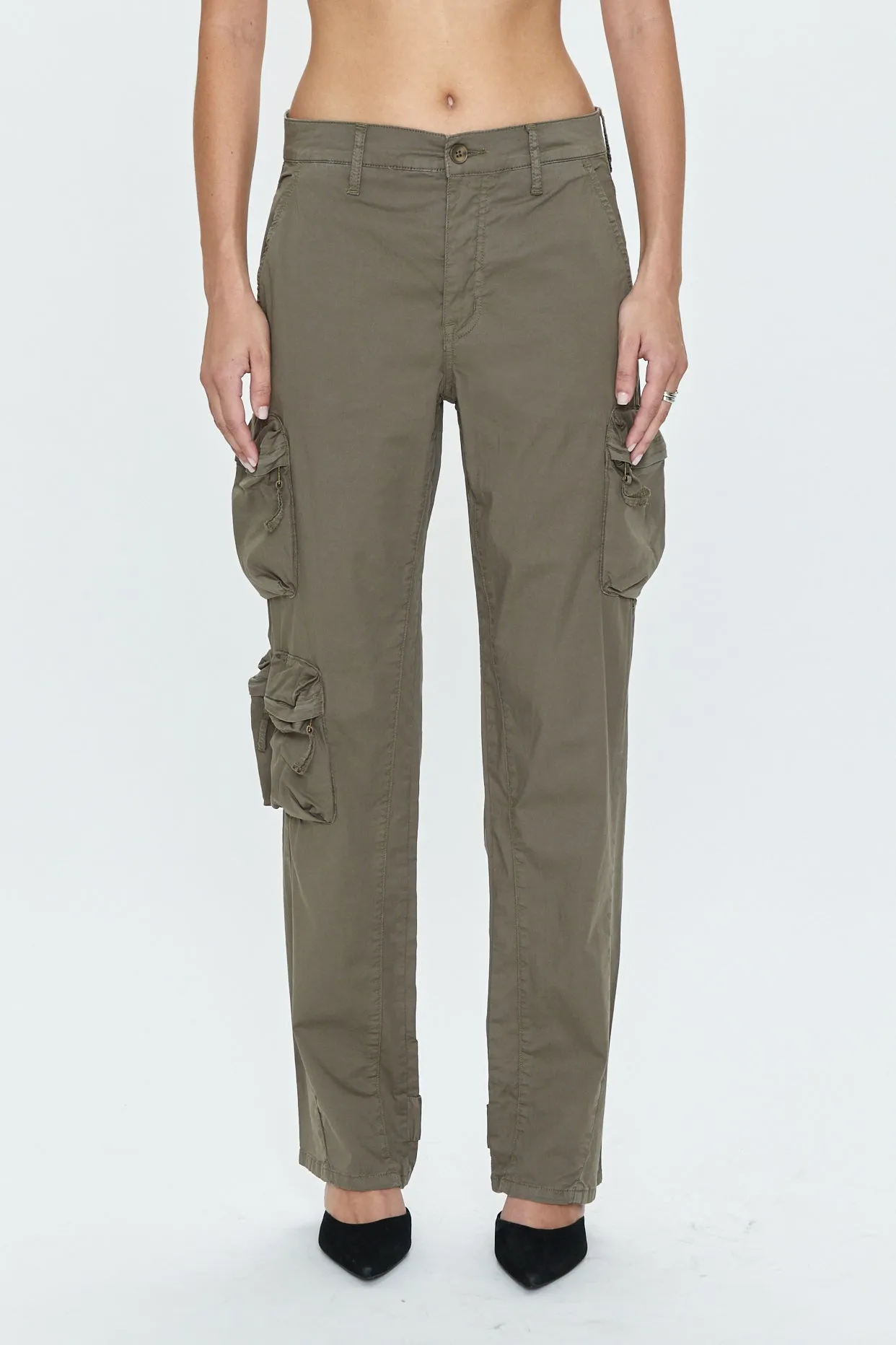 Bobbie Utility Mid Rise Loose Straight Cargo - Dark Olive sold by pistola product image thumbnail 2