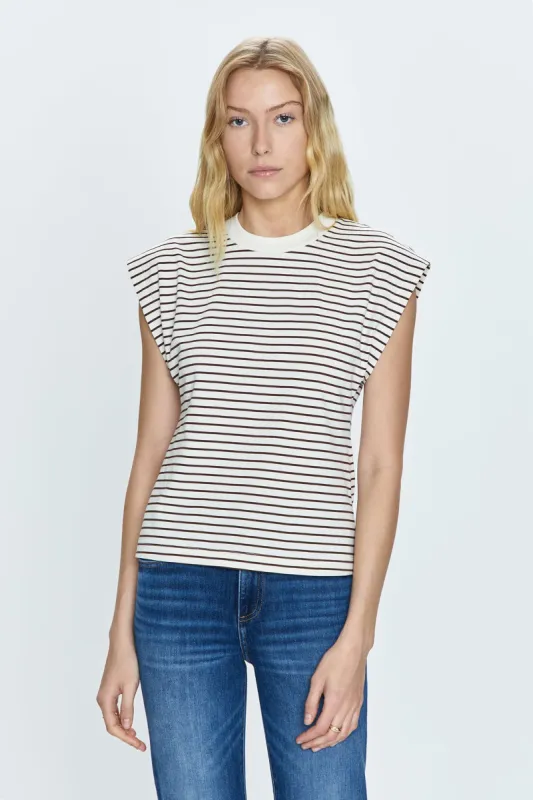 Marina Tee - Chestnut Stripe sold by pistola