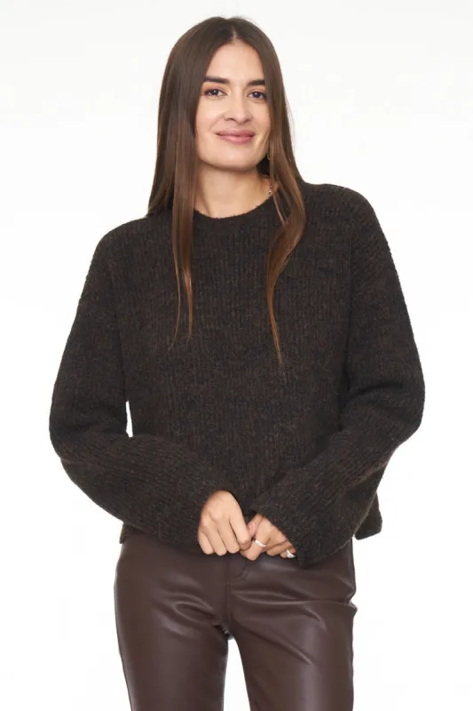 Zane Crew Neck Swing Sweater - Espresso Melange sold by pistola
