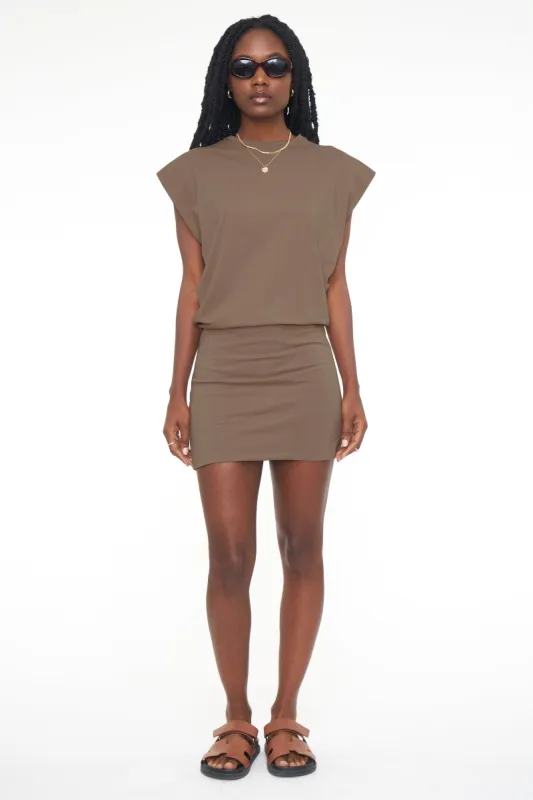 Tonya Muscle Tee Mini Dress - Mushroom sold by pistola