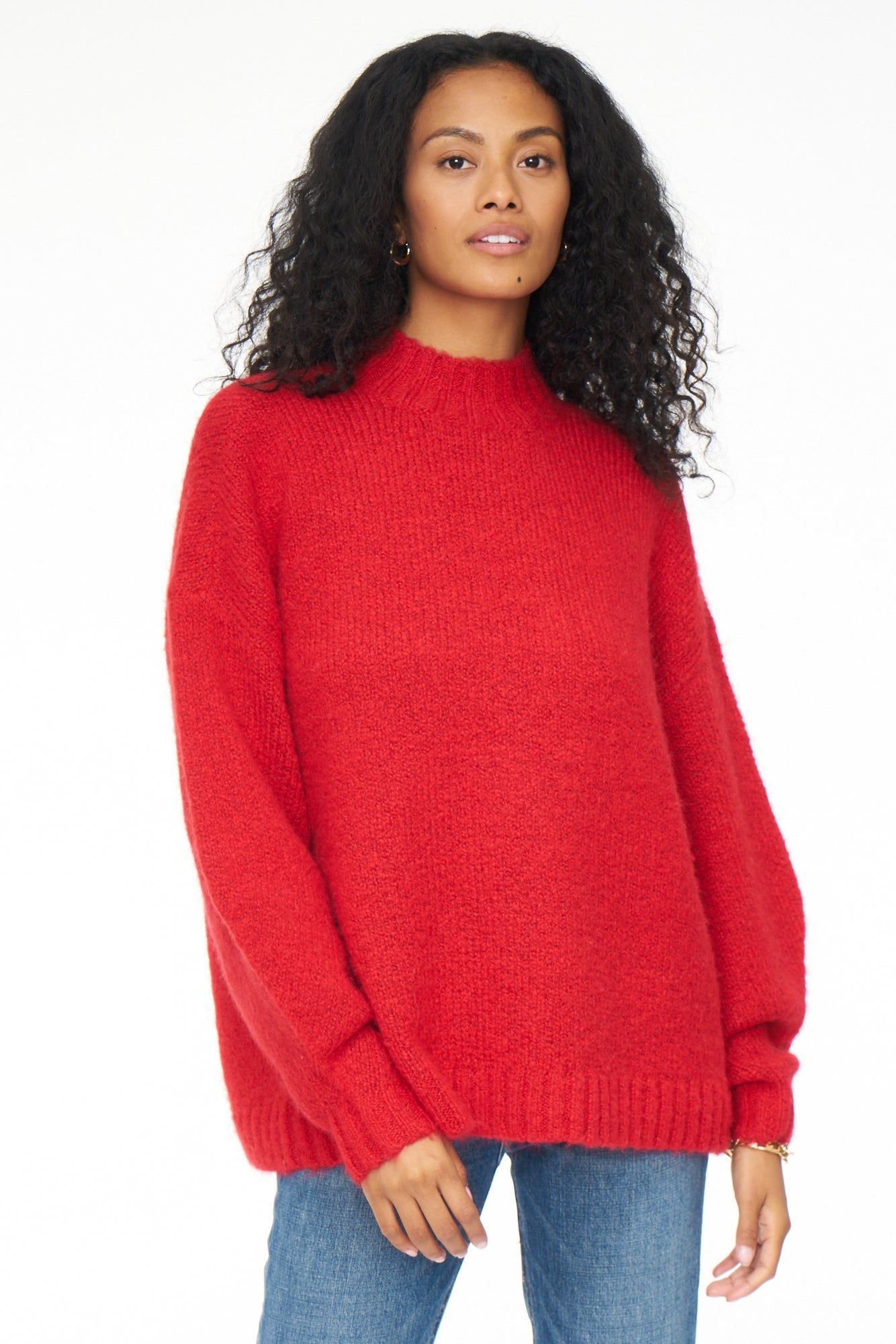Carlen Mock Neck Sweater - Scarlet sold by pistola