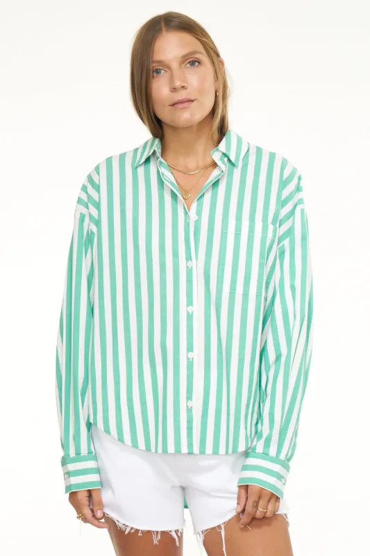 Sloane Oversized Button Down Shirt - Clover Stripe sold by pistola