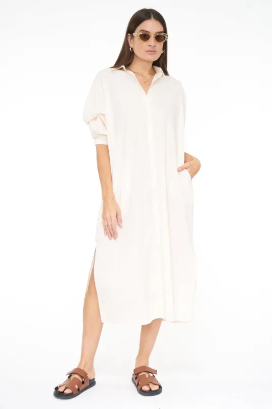 Sloane Oversized Button Down Shirt Dress - Sand Shell sold by pistola