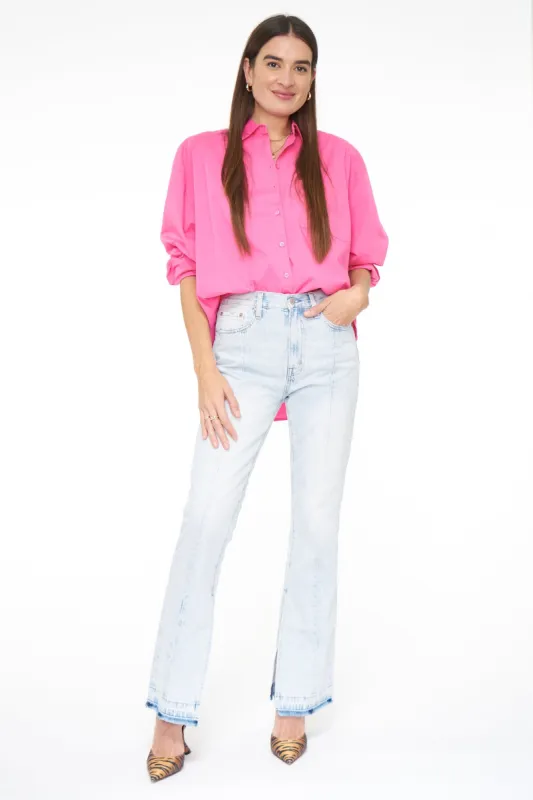 Sloane Oversized Button Down Shirt - Bright Pink sold by pistola
