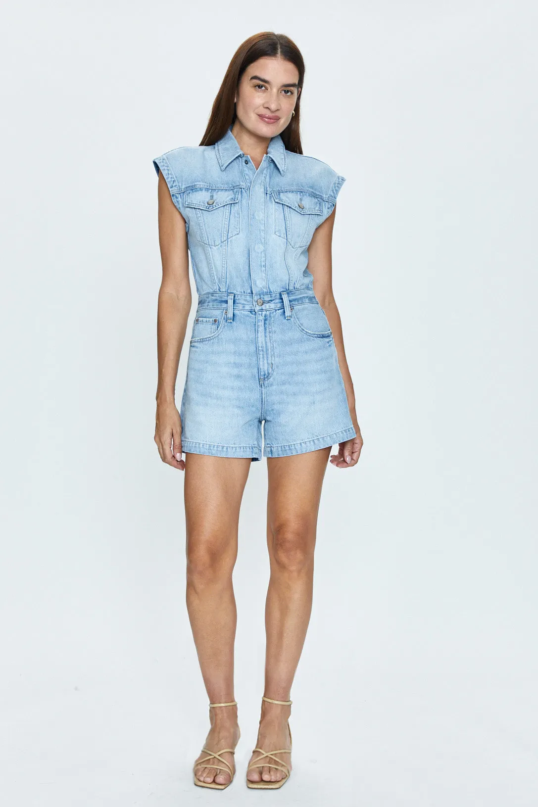 Lennox Denim Romper - Roma sold by Pistola