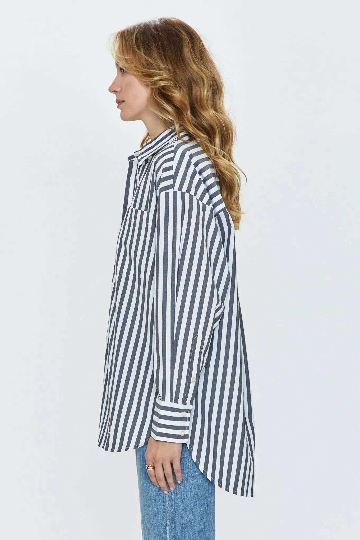 Rena Button Down Tunic Shirt - Alani Stripe sold by pistola product image thumbnail 3