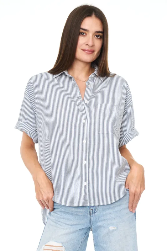 Cam Short Sleeve Button Down Shirt - Sea Stripe sold by pistola