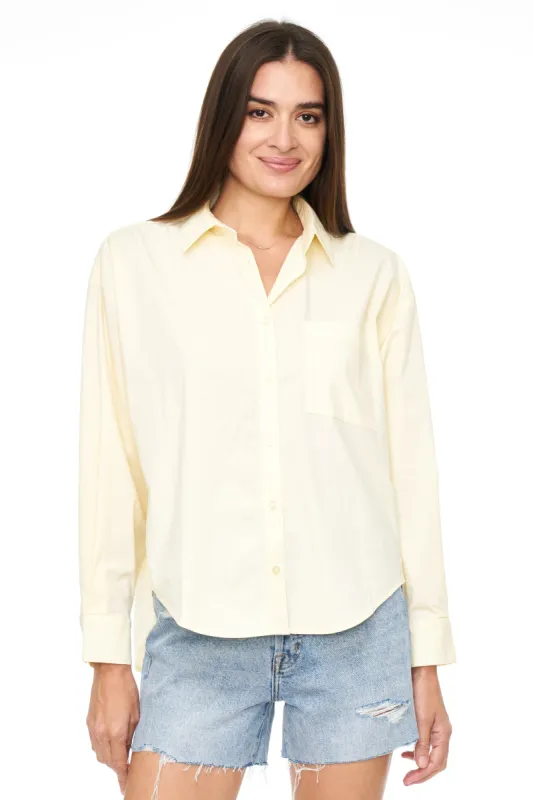 Sloane Long Sleeve Oversized Button Down Shirt - Butter Yellow sold by pistola