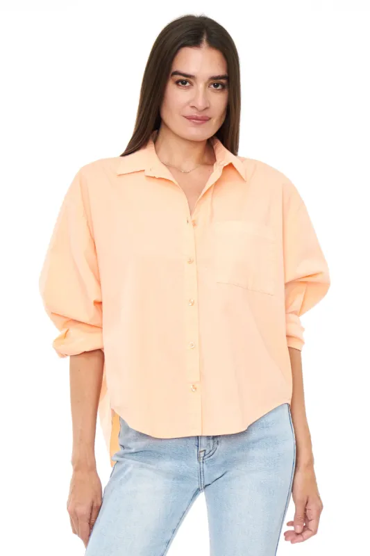 Sloane Long Sleeve Oversized Button Down Shirt - Sherbet sold by pistola