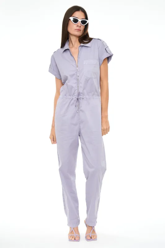 Jordan Short Sleeve Zip Front Jumpsuit - Plumeria sold by pistola