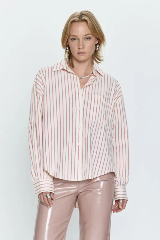 Sloane Oversized Button Down Shirt - Rose Multi Stripe sold by pistola