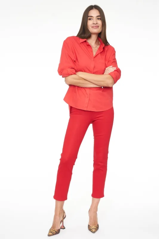 Monroe Crop High Rise Cigarette Crop - Coated Rouge made by Pistola