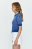 Billie Pleat Sleeve Polo - Blue White Stripe sold by pistola