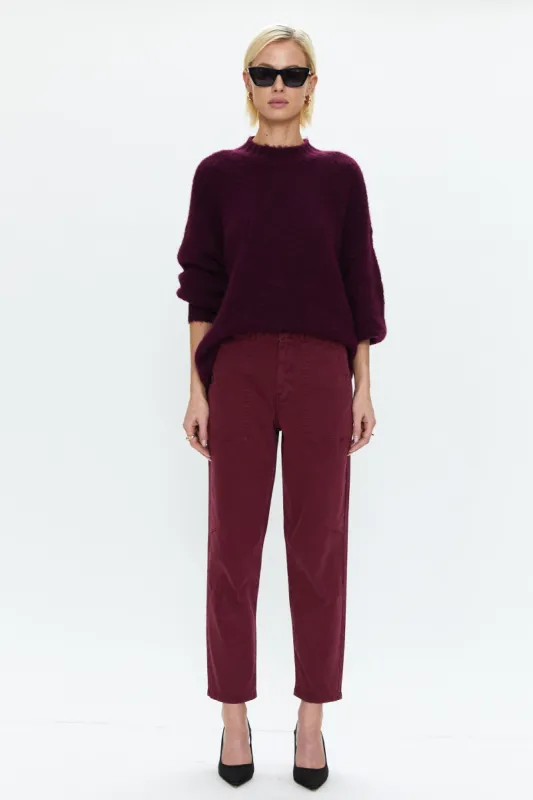 Pamela High Rise Straight Trouser - Bordeaux sold by pistola
