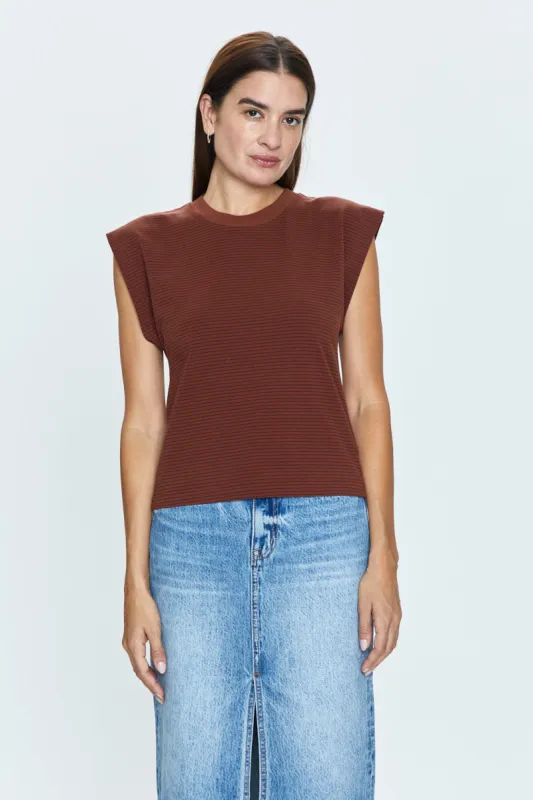 Marina Tee - Espresso Stripe sold by pistola